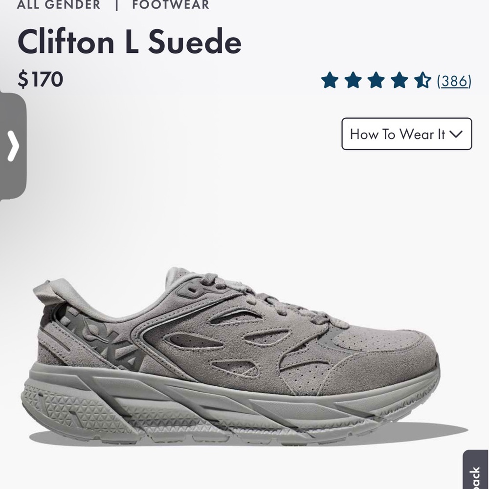 Hoka Clifton L Limestone Gray Suede Sneakers